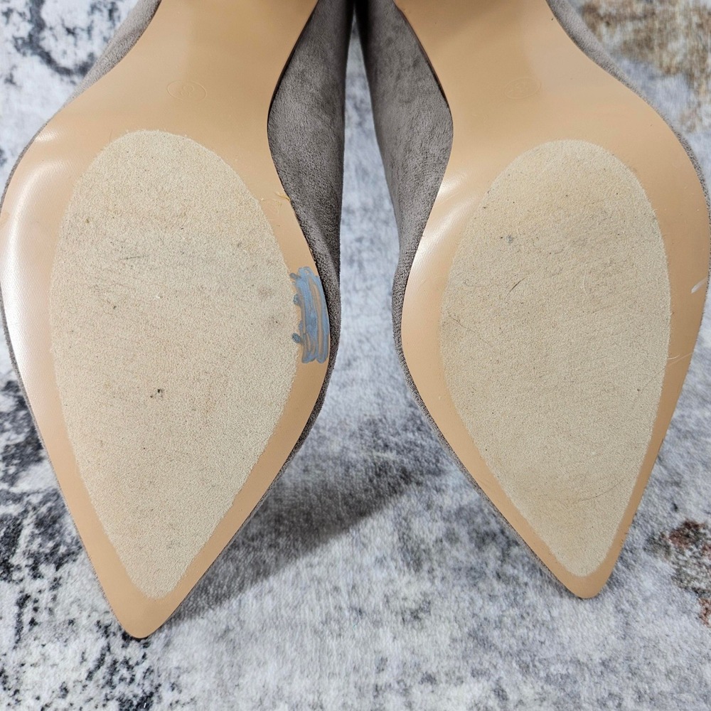 VICI Block Heels Pumps Womens 8 Jasmin Taupe Suede Pointed Toe Faux Suede - Picture 12 of 13